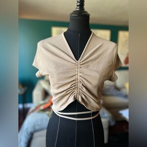 H&M Beige Ruched Crop Top